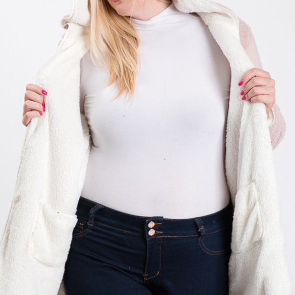 Open Front Hooded Reversible Soft Cardigan Sweater - Picture 4 of 6